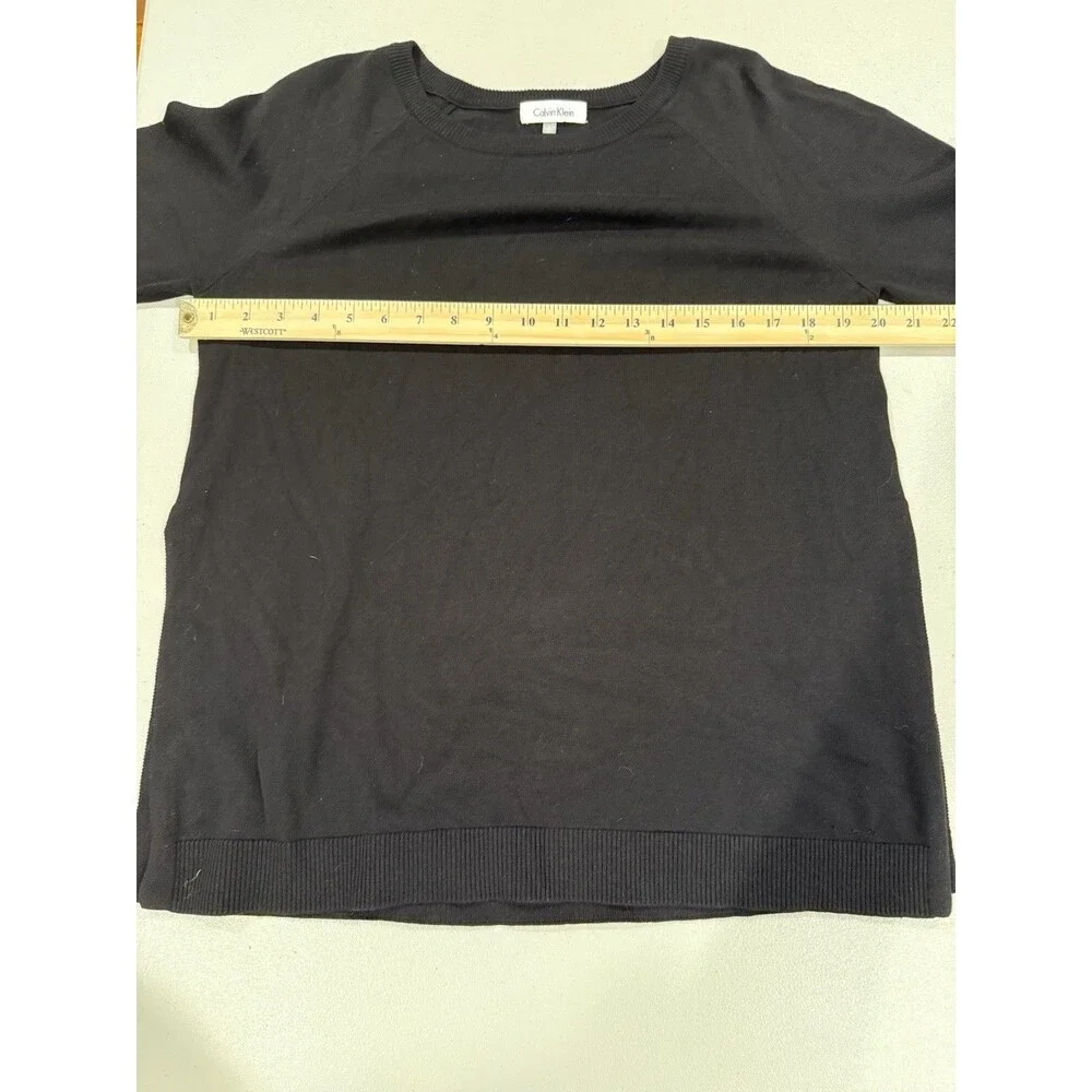 Calvin Klein Sweater Women Small Blk Stretch Travel Minimal Quiet Luxury Capsule